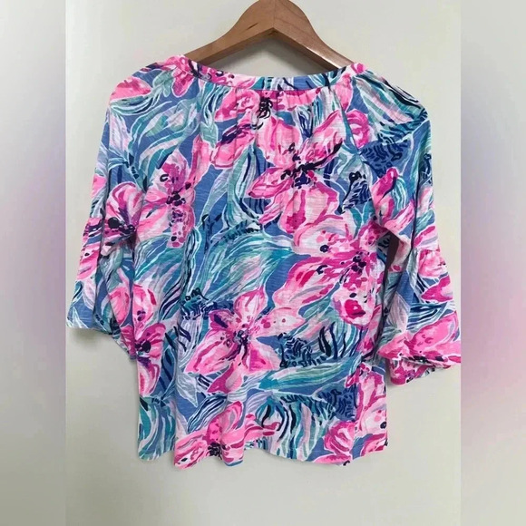 Lilly Pulitzer Flounce Sleeve Floral Ruffle Top Size Small - Picture 6 of 10
